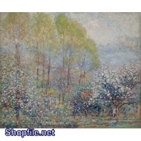 Tranh sơn dầu vườn hoa rực rỡ